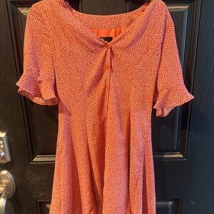 Lulu's Terracotta and White Patterned Dress